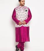 frusia pink viscose blend jacket kurta pyjama set