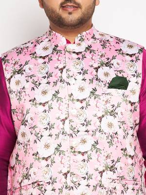 frusia pink viscose blend jacket kurta pyjama set 4