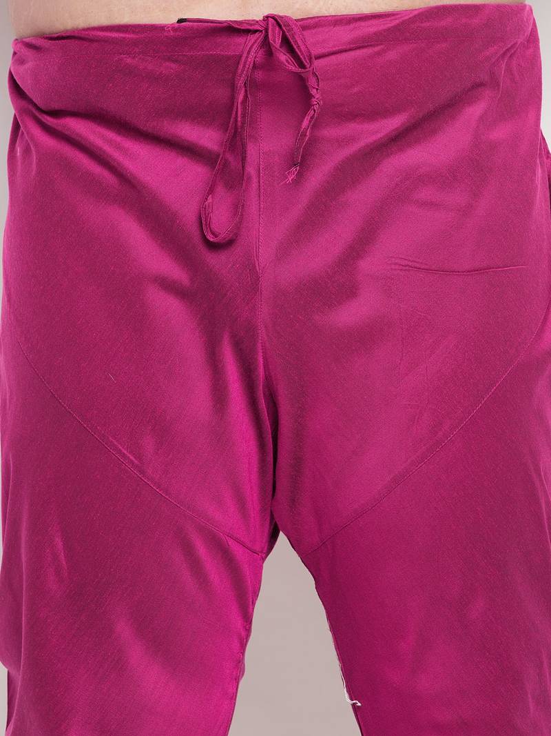 frusia pink viscose blend jacket kurta pyjama set