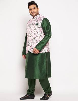green and pink viscose blend jacket kurta pyjama set 2