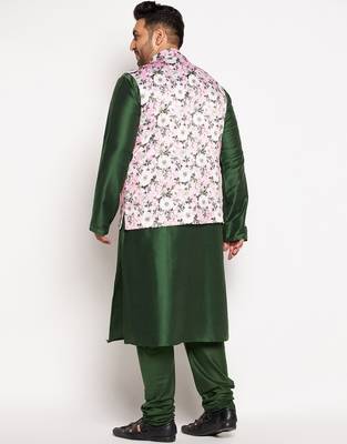 green and pink viscose blend jacket kurta pyjama set 3