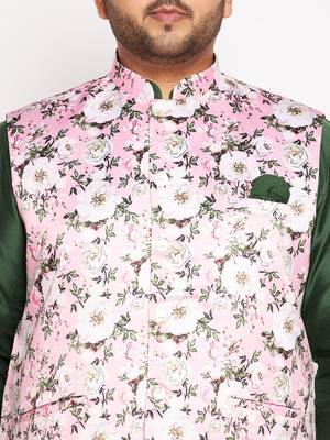 green and pink viscose blend jacket kurta pyjama set 4
