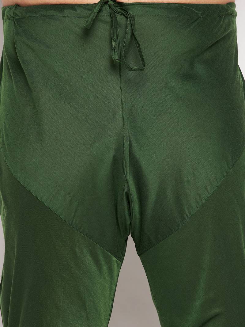 green and pink viscose blend jacket kurta pyjama set