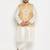 beige and cream silk blend jacket, kurta and pyjama set