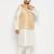 beige and cream silk blend jacket, kurta and pyjama set