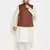 cream and coffee silk blend jacket, kurta and pyjama set