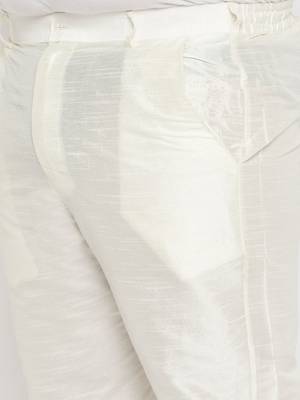 cream and coffee silk blend jacket, kurta and pyjama set 5