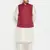 cream and maroon silk blend jacket, kurta and pyjama set