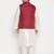 cream and maroon silk blend jacket, kurta and pyjama set