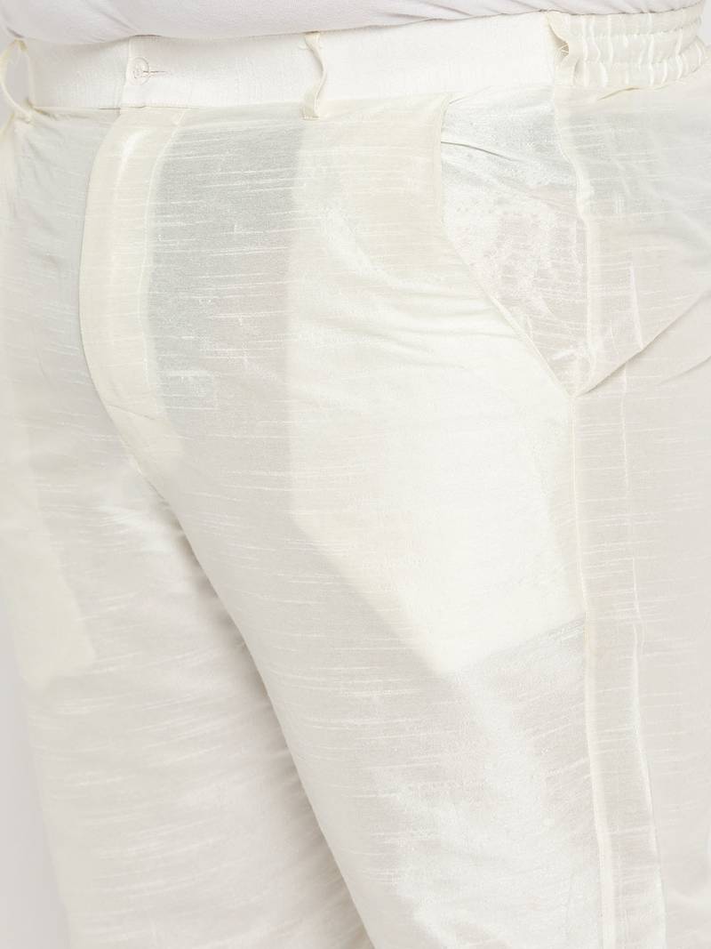 cream and maroon silk blend jacket, kurta and pyjama set