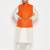 orange and cream silk blend jacket, kurta and pyjama set
