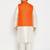 orange and cream silk blend jacket, kurta and pyjama set