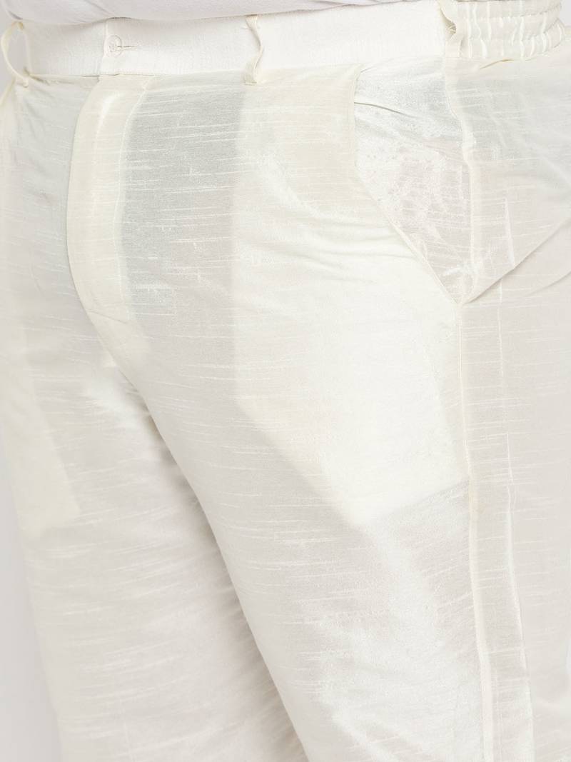 orange and cream silk blend jacket, kurta and pyjama set