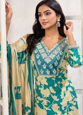Sea green digital print with embroidery riyon salwar kameez with two pocket 4