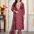 Maroon digital print with embroidery chanderi salwar kameez with two pocket