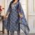 Navy blue digital print with embroidery chanderi salwar kameez with two pocket
