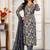Navy blue digital print with embroidery chanderi salwar kameez with two pocket