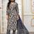 Navy blue digital print with embroidery chanderi salwar kameez with two pocket