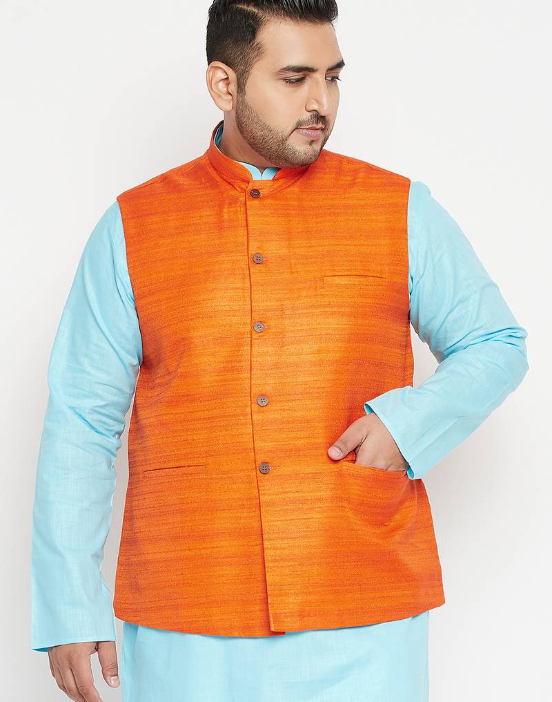 orange nehru jacket