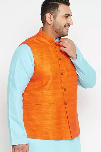 orange nehru jacket