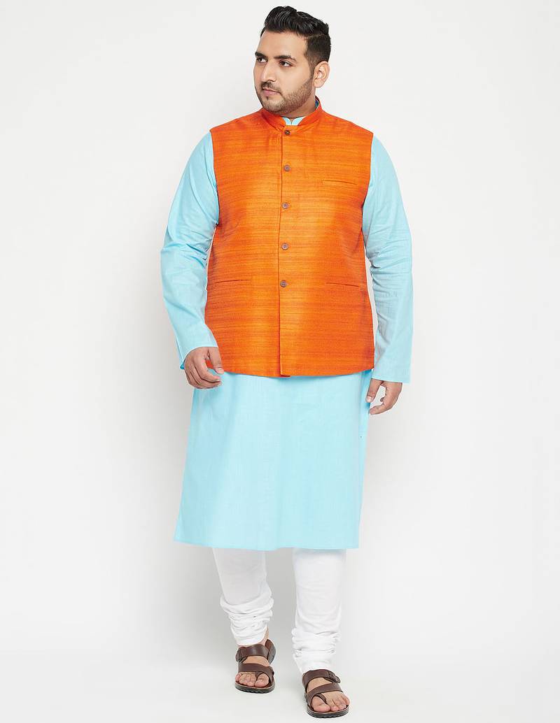 orange nehru jacket
