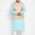 Blue cotton blend jacket kurta pyjama set