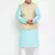 Blue cotton blend jacket kurta pyjama set