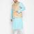 Blue cotton blend jacket kurta pyjama set