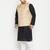 black, beige and white cotton blend jacket kurta pyjama set