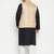 black, beige and white cotton blend jacket kurta pyjama set
