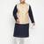 navy blue, beige and white cotton blend jacket kurta pyjama set