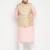 pink, beige and white cotton blend jacket kurta pyjama set
