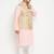 pink, beige and white cotton blend jacket kurta pyjama set