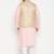 pink, beige and white cotton blend jacket kurta pyjama set