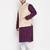 purple, beige and white cotton blend jacket kurta pyjama set