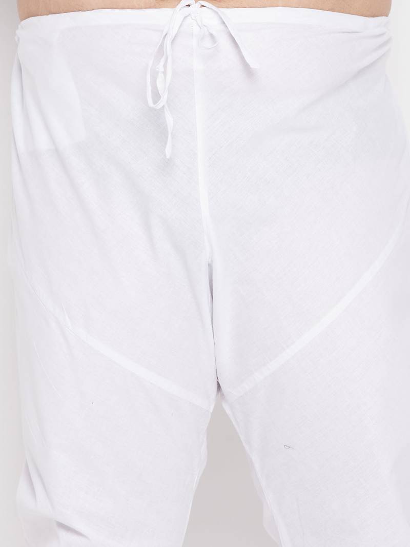 purple, beige and white cotton blend jacket kurta pyjama set