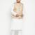 white, beige and white cotton blend jacket kurta pyjama set
