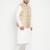 white, beige and white cotton blend jacket kurta pyjama set