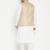 white, beige and white cotton blend jacket kurta pyjama set