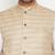 white, beige and white cotton blend jacket kurta pyjama set