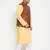 fawn, coffee brown and white cotton blend jacket kurta pyjama set