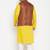 mustard, coffee brown and white cotton blend jacket kurta pyjama set