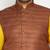 mustard, coffee brown and white cotton blend jacket kurta pyjama set