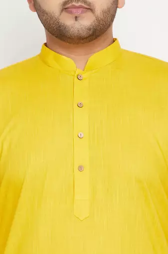 mustard, coffee brown and white cotton blend jacket kurta pyjama set