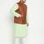 mint green, coffee brown and white cotton blend jacket kurta pyjama set