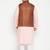 pink, coffee brown and white cotton blend jacket kurta pyjama set