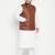white, coffee brown and white cotton blend jacket kurta pyjama set