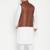 white, coffee brown and white cotton blend jacket kurta pyjama set