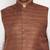 white, coffee brown and white cotton blend jacket kurta pyjama set