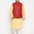 fawn, maroon and white cotton blend jacket kurta pyjama set
